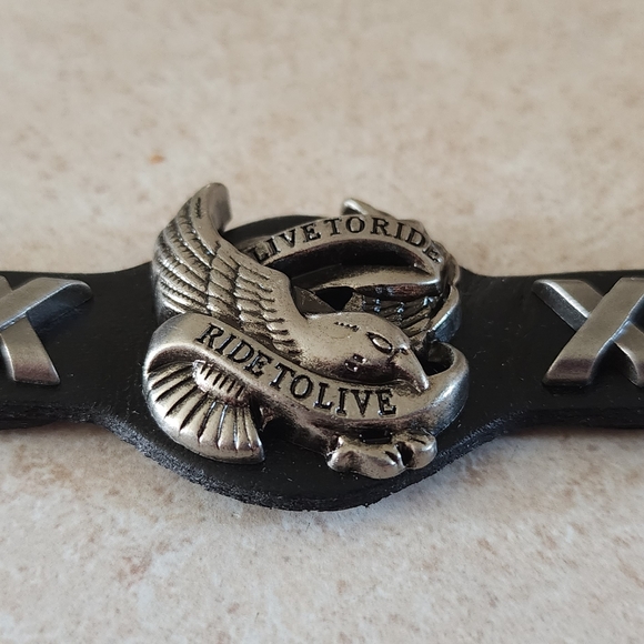 New live to ride ride to live eagle adjustable bracelet 8.7" - Picture 3 of 3